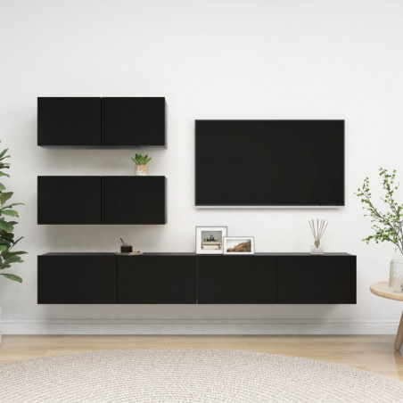 4-tlg. TV-Schrank-Set Schwarz Spanplatte