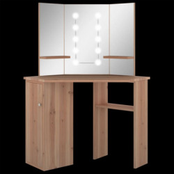 Eck-Schminktisch mit LED Eichefarben 111x54x141,5 cm