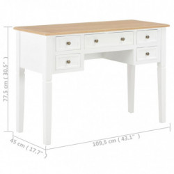 280069 Writing Desk White 109,5x45x77,5 cm Wood