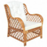 Sessel mit Kissen Hellbraun Natur-Rattan und Leinen