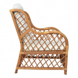 Sessel mit Kissen Hellbraun Natur-Rattan und Leinen