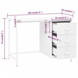 Schreibtisch Industrie-Stil mit Schubladen Weiß 105x52x75 cm