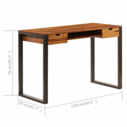 Schreibtisch 110 x 55 x 78 cm Massivholz und Stahl