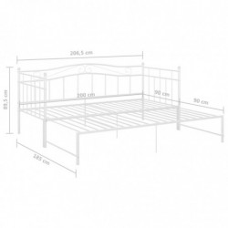 Ausziehsofa Bettgestell Weiß Metall 90x200 cm