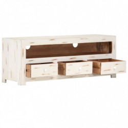 TV-Schrank Massivholz Akazie 110x30x40 cm Weiß