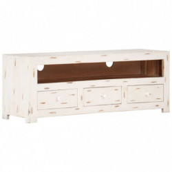 TV-Schrank Massivholz Akazie 110x30x40 cm Weiß