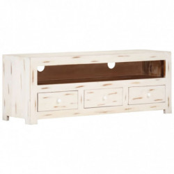 TV-Schrank Massivholz Akazie 110x30x40 cm Weiß