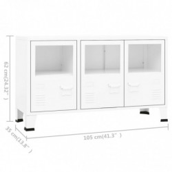 Industrial Sideboard Weiß 105x35x62 cm Metall und Glas