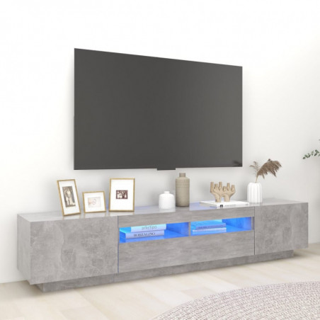 TV-Schrank mit LED-Leuchten Betongrau 200x35x40 cm