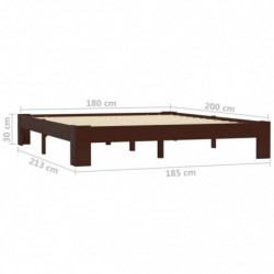 283303 Bed Frame Dark Brown Solid Pine Wood 180x200 cm