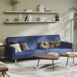 Schlafsofa 2-Sitzer Blau Stoff