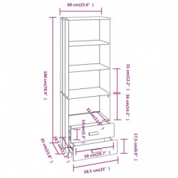 Highboard Dunkelgrau 60x35x180 cm Massivholz Kiefer