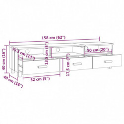 TV-Schrank Dunkelgrau 158x40x40 cm Massivholz Kiefer