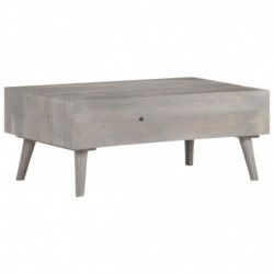 Couchtisch Grau 100x60x40 cm Raues Mango-Massivholz