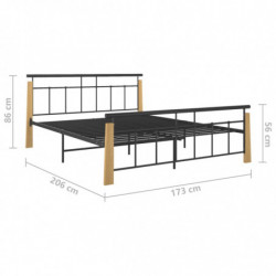 Bettgestell Metall und Massivholz Eiche 160x200 cm