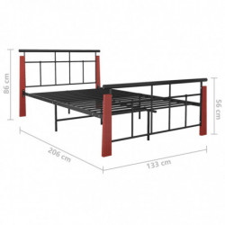 Bettgestell Metall und Massivholz Eiche 120x200 cm