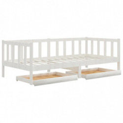 Tagesbett mit Schubladen 90x200 cm Weiß Massivholz Kiefer