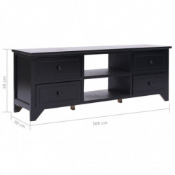 TV-Schrank Schwarz 108x30x40 cm Massivholz Paulownia