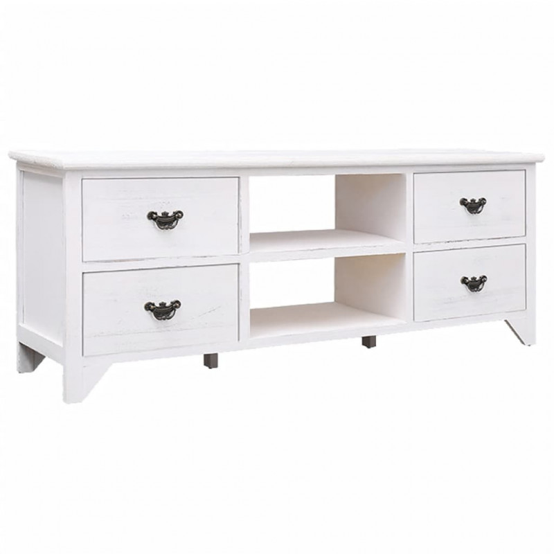 TV-Schrank Antik-Weiß 108x30x40 cm Massivholz Paulownia