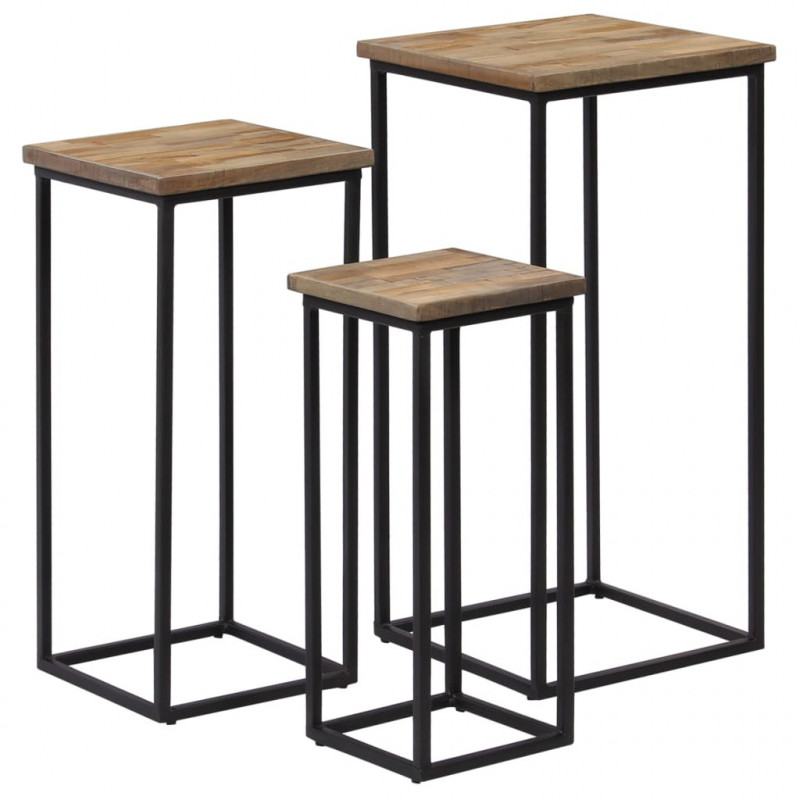 Beistelltisch-Set 3-tlg. Recyceltes Teak