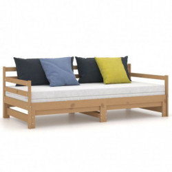 Tagesbett Ausziehbar Honigbraun Massivholz Kiefer 2x(90x200) cm