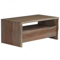 Couchtisch Akazienholz Massiv Naturkanten 90x50x40 cm Grau