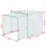 Zweiteiliges Satztisch-Set aus gehärtetem Glas Transparent