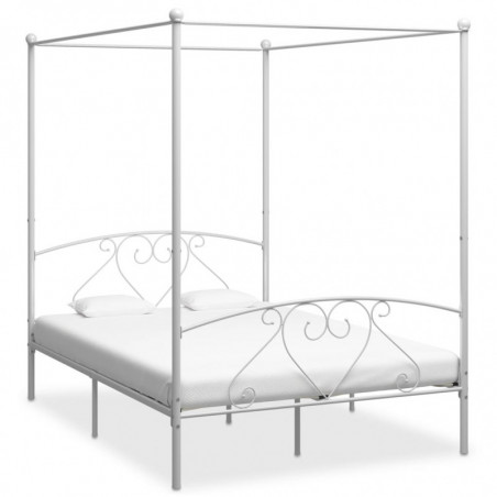 Himmelbett-Gestell Weiß Metall 160 x 200 cm