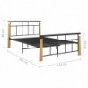 Bettgestell Metall und Massivholz Eiche 120x200 cm