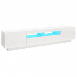 TV-Schrank mit LED-Leuchten Hochglanz-Weiß 200x35x40 cm