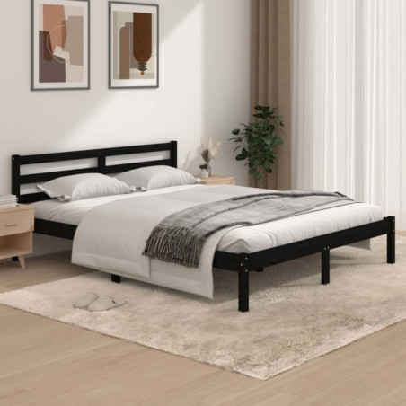 Massivholzbett Kiefer 150x200 cm Schwarz 5FT King Size