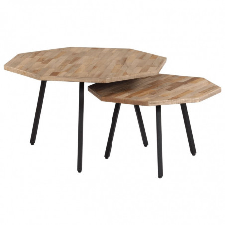 Couchtisch-Set 2-tlg. Sechseckig Recyceltes Teak