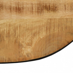 Couchtisch Oval Raues Mango-Massivholz und Stahl 100 cm