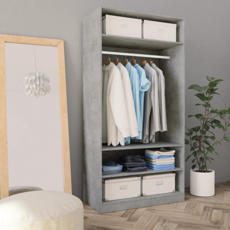 Kleiderschrank Betongrau 100×50×200 cm Spanplatte