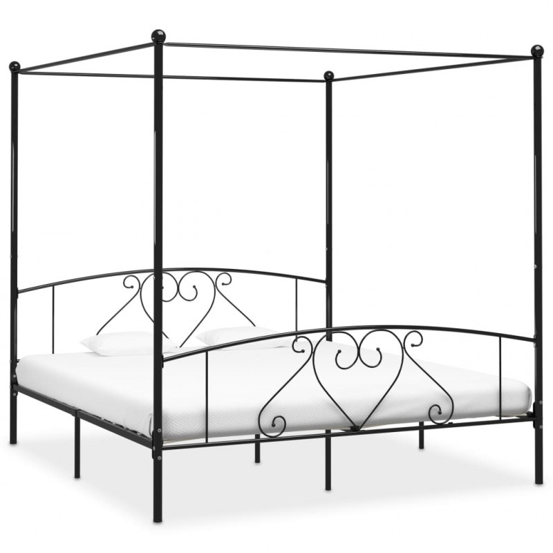 Himmelbett-Gestell Schwarz Metall 200 x 200 cm