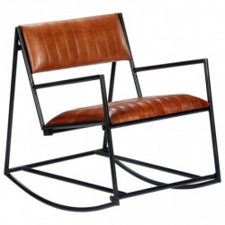 282903 Rocking Chair Brown Real Leather