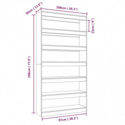 Bücherregal/Raumteiler Schwarz 100×30×198 cm Holzwerkstoff