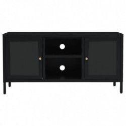 TV-Schrank Schwarz 105x35x52 cm Stahl und Glas