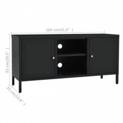 TV-Schrank Schwarz 105x35x52 cm Stahl und Glas