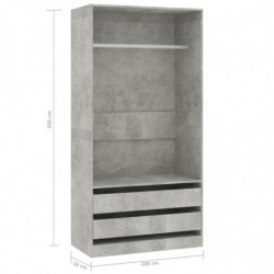 Kleiderschrank Betongrau 100×50×200 cm Spanplatte