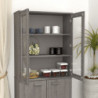 Aufsatz für Highboard Hellgrau 85x35x100 cm Massivholz Kiefer