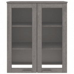 Aufsatz für Highboard Hellgrau 85x35x100 cm Massivholz Kiefer