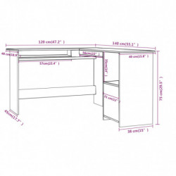 Eckschreibtisch in L-Form Schwarz 120×140×75 cm Spanplatte