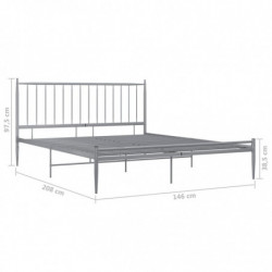 Bett Grau Metall 140x200 cm