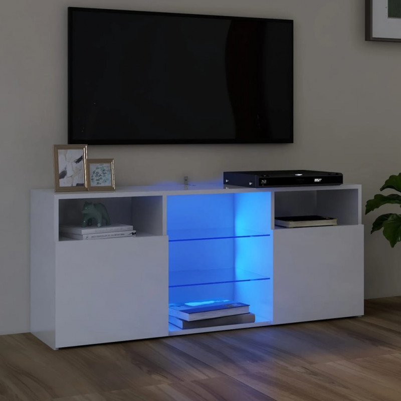 TV-Schrank mit LED-Leuchten Hochglanz-Weiß 120x30x50 cm