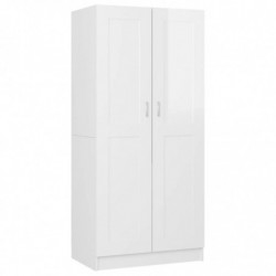 Kleiderschrank Hochglanz-Weiß 82,5x51,5x180 cm Spanplatte