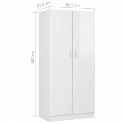 Kleiderschrank Hochglanz-Weiß 82,5x51,5x180 cm Spanplatte