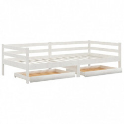 Tagesbett mit Schubladen Weiß 90x200 cm Massives Kiefernholz