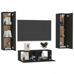 3-tlg. TV-Schrank-Set Schwarz Spanplatte