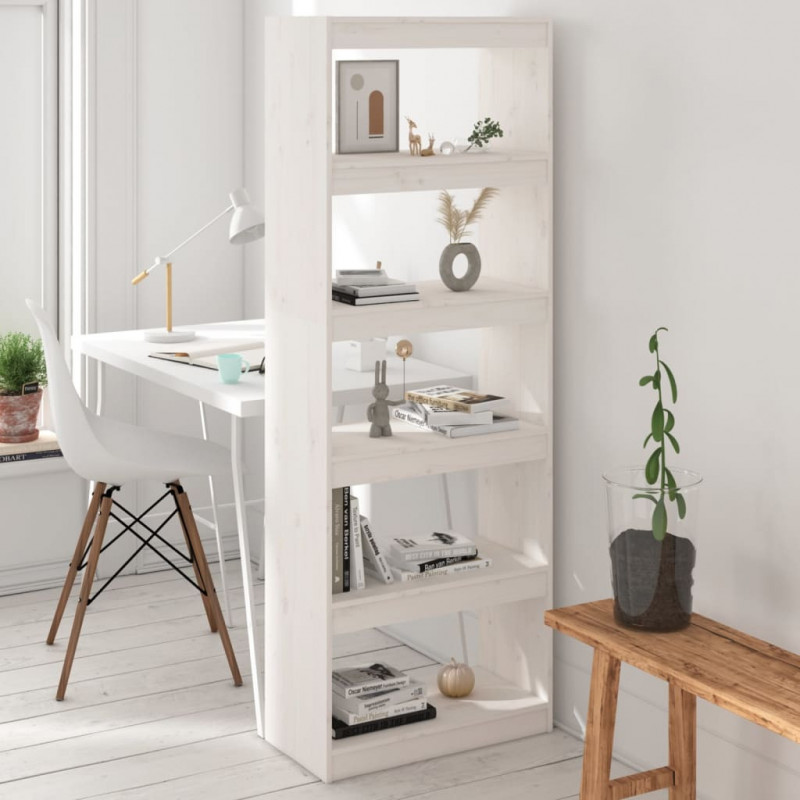 Bücherregal/Raumteiler Weiß 60x30x167,5 cm Massivholz Kiefer